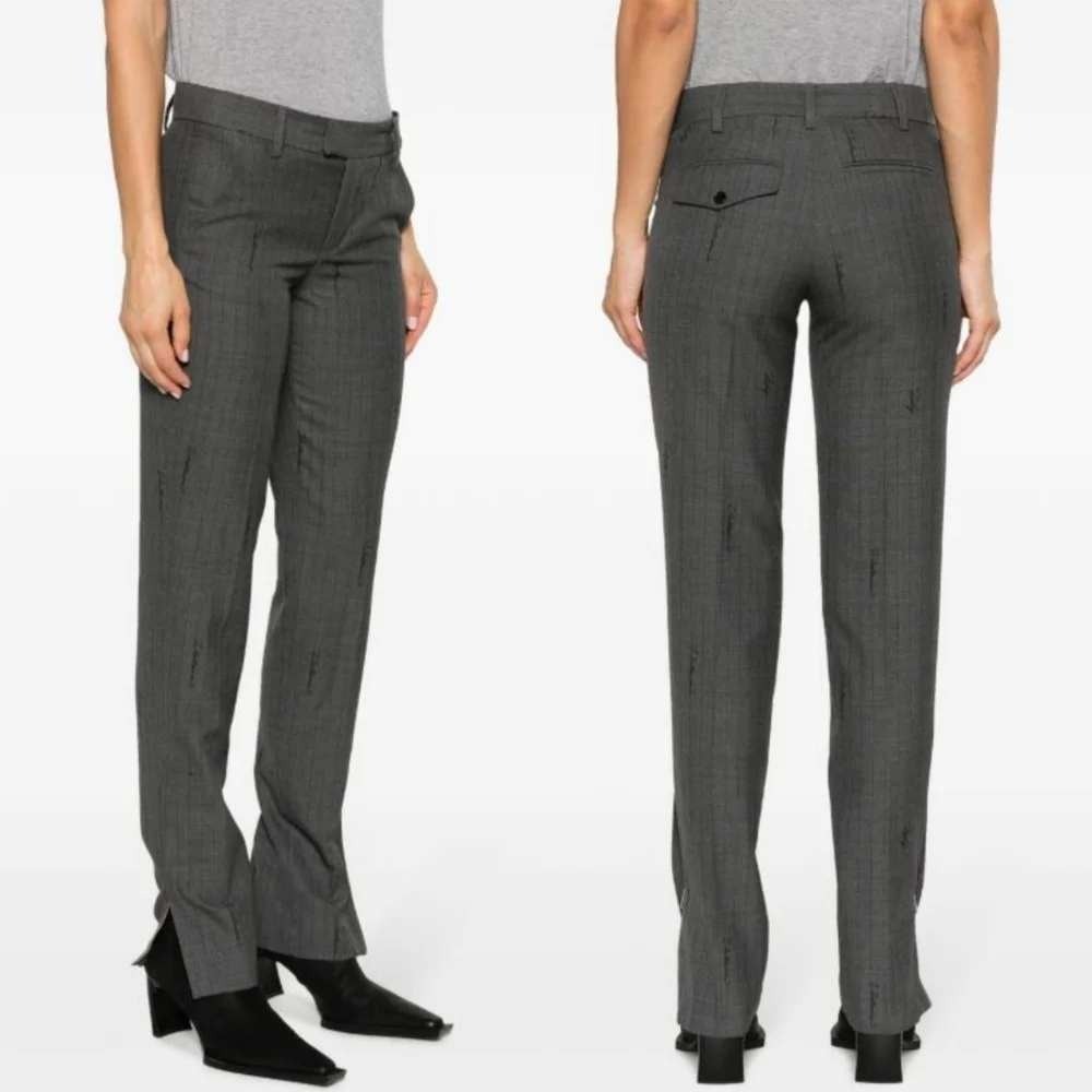 Zadig & Voltaire Prune Zip Stripe Anthracite Grey Wool Pants NWT Sz 34 US 2 Corp